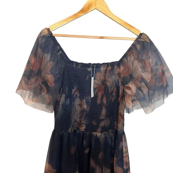 NWT Baltic Born Tivoli Tulle Short Dress in blue floral L